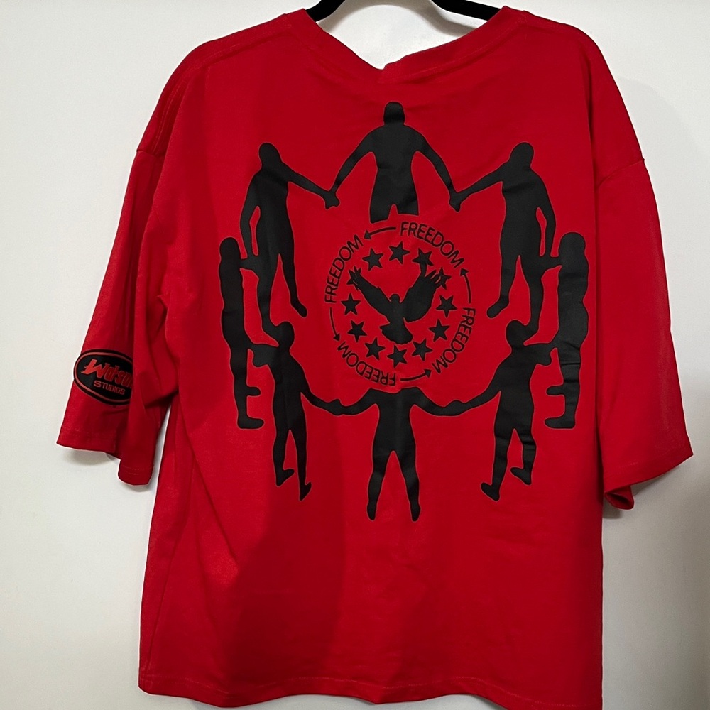 ❤️✌🏾❤️ Watson Boxy Oversized TeGraphic Tee with Peace & Star Puff Print Size L - Picture 8 of 9